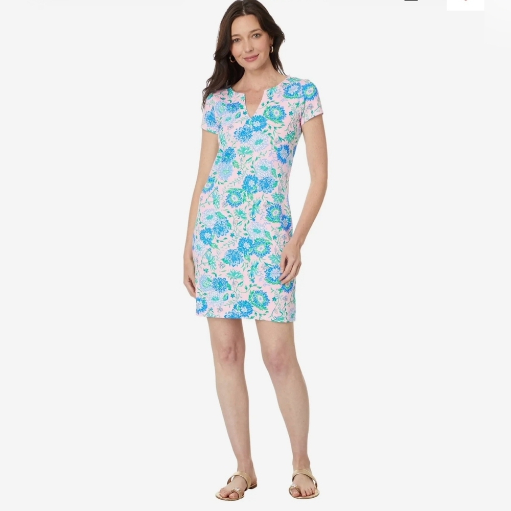 Lilly Pulitzer Women's Sophiletta Dress Cay To My Heart UPF 50+ Blue & Pink Sz M